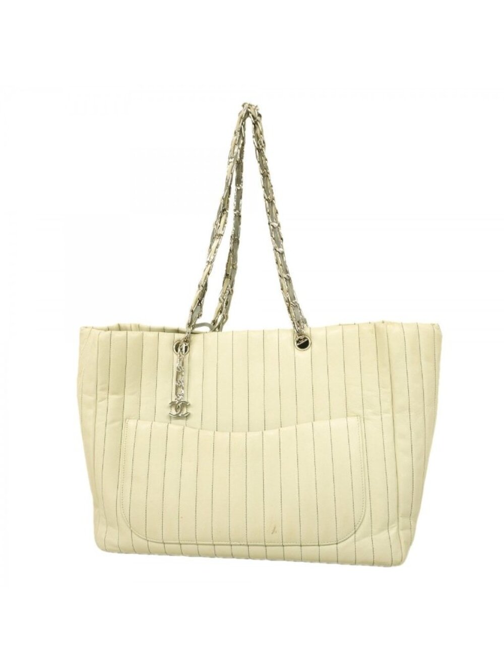 Chanel Chain Tote New Mademoiselle Lambskin Pale Green Silver